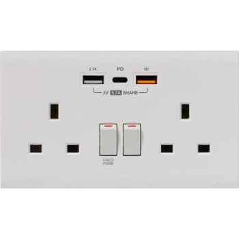 M2K PD202APC5-MW Type C/USB PDQC 電制快充面版 (陶瓷白)